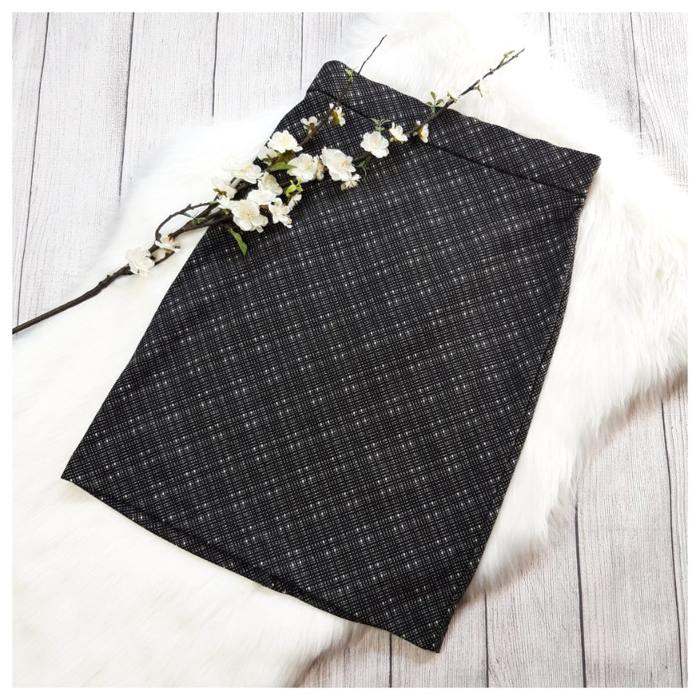 Counterparts Pencil Skirt Stretchy Black Skirt Geometric Diamond Patterned